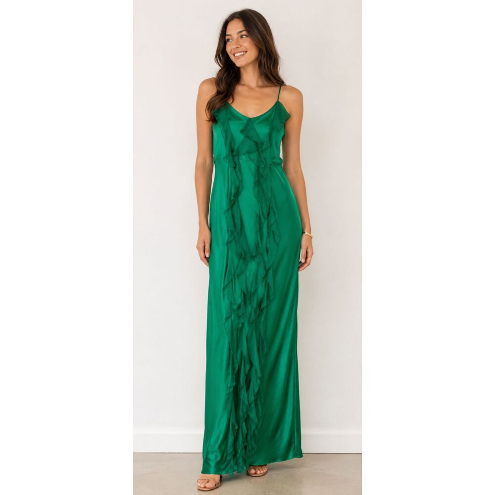 BEACH WEDDING Gorgeous Green Silk Mermaid Maxi Dress - Medium - Worn Once!